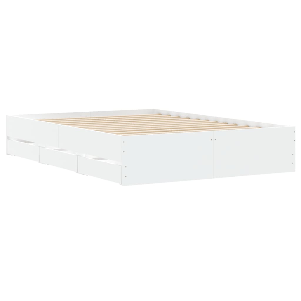 Cadre de lit avec tiroirs sans matelas blanc 135x190 cm - XIOS
