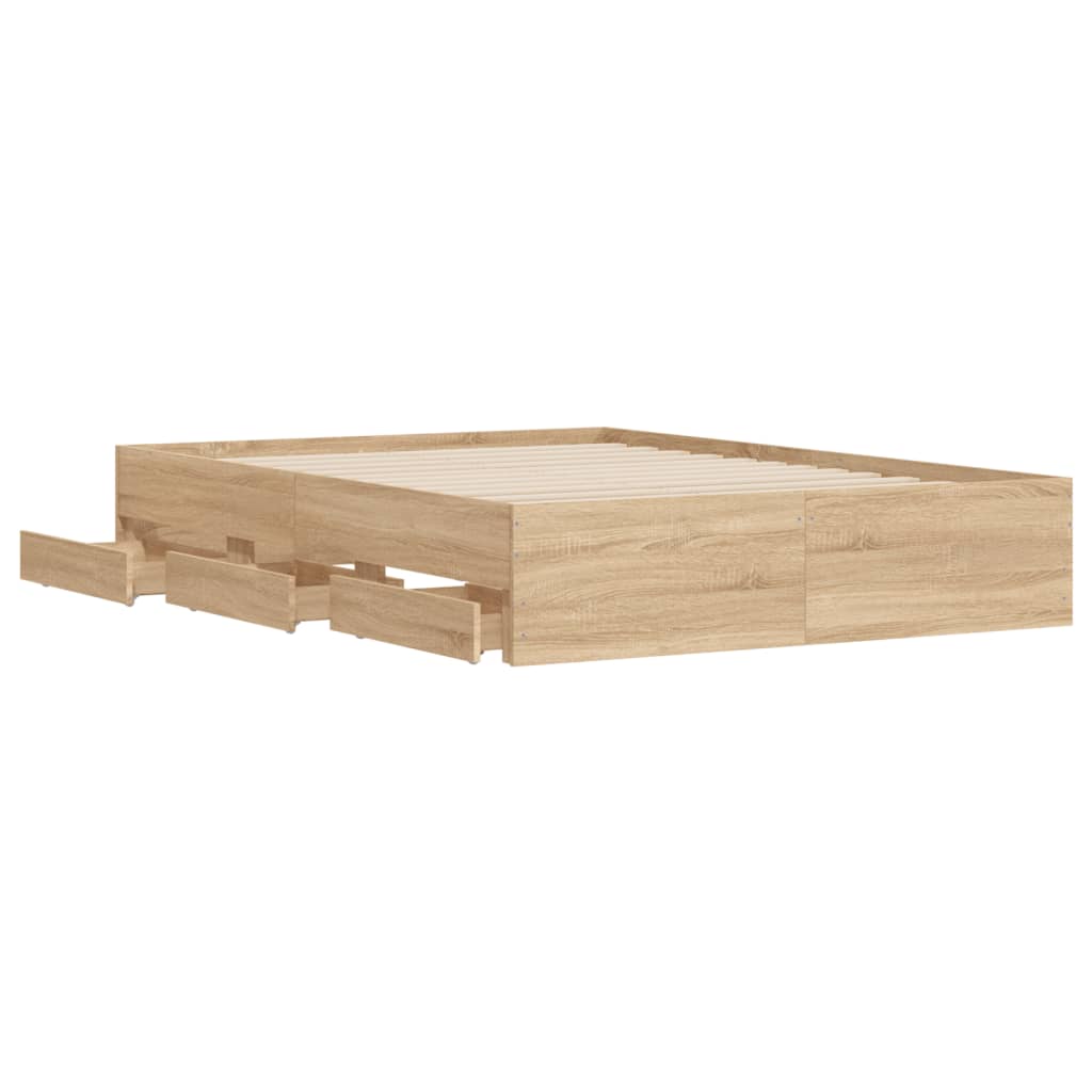 Cadre de lit avec tiroirs sans matelas chêne sonoma 135x190 cm - XIOS