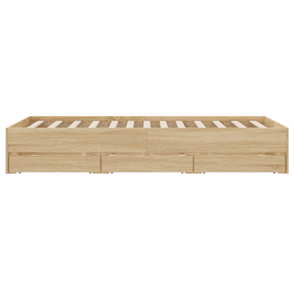 Cadre de lit avec tiroirs sans matelas chêne sonoma 135x190 cm - XIOS