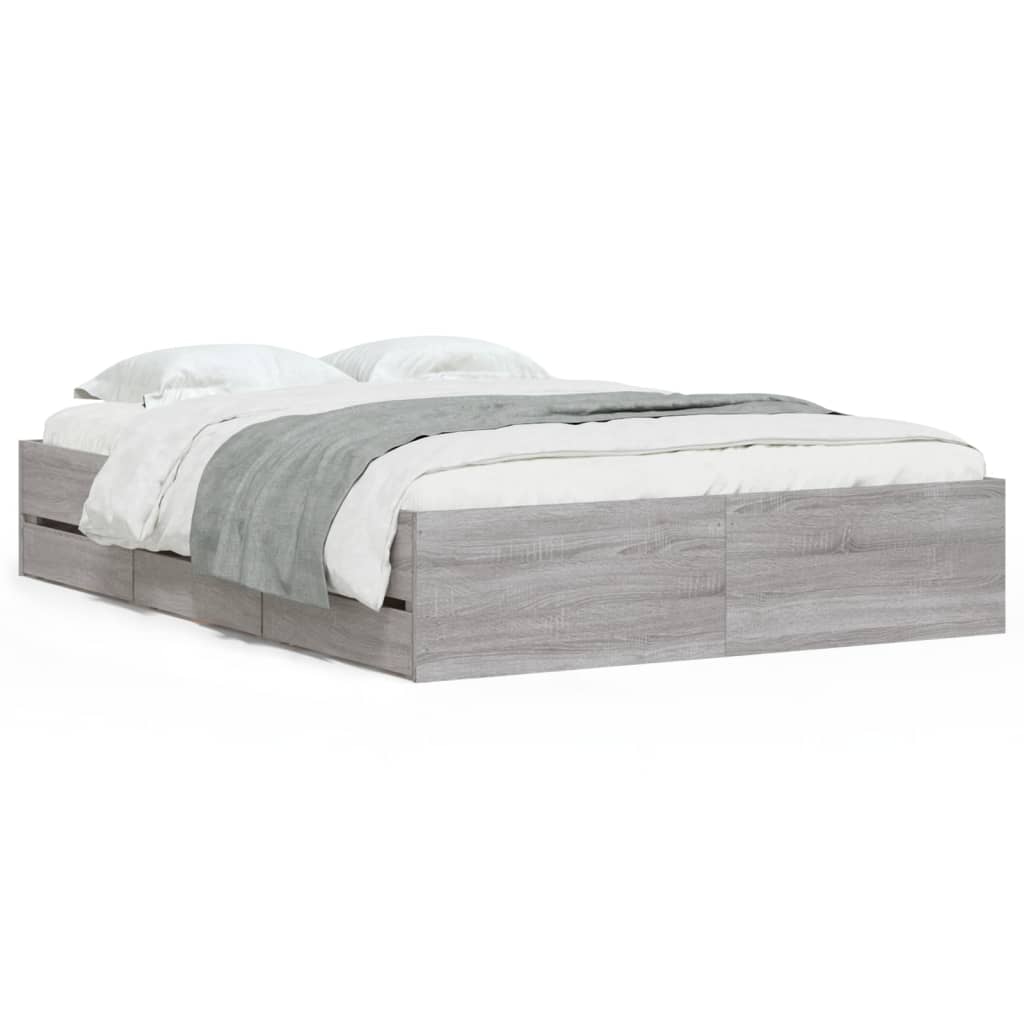 Cadre de lit avec tiroirs sans matelas sonoma gris 135x190 cm - XIOS