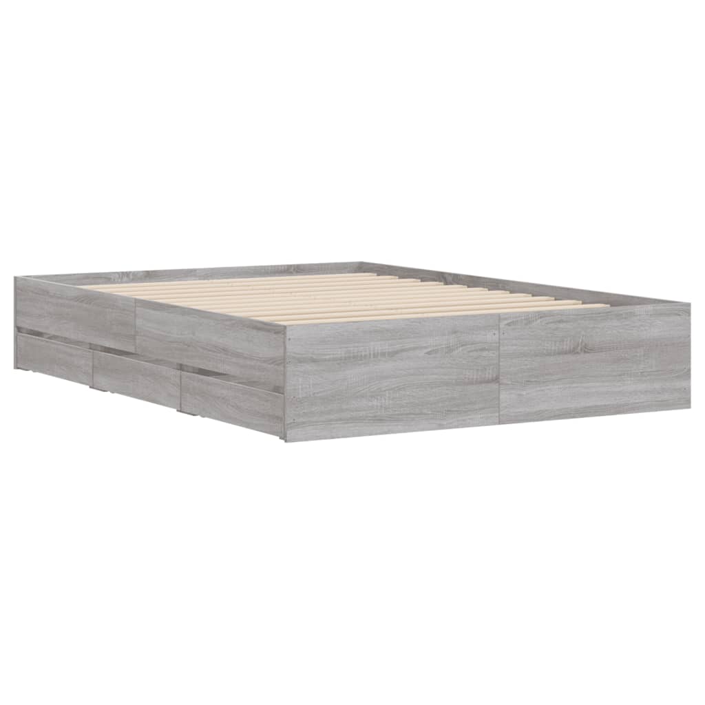 Cadre de lit avec tiroirs sans matelas sonoma gris 135x190 cm - XIOS