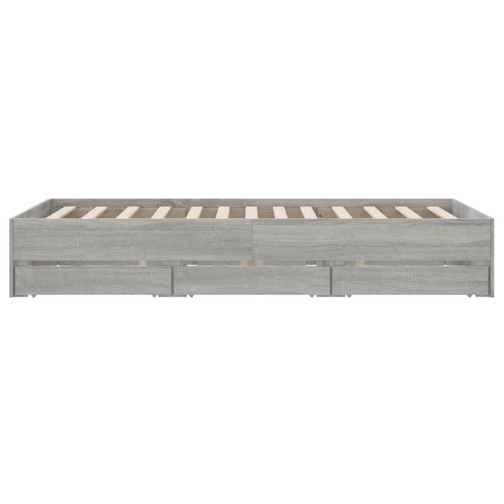 Cadre de lit avec tiroirs sans matelas sonoma gris 135x190 cm - XIOS