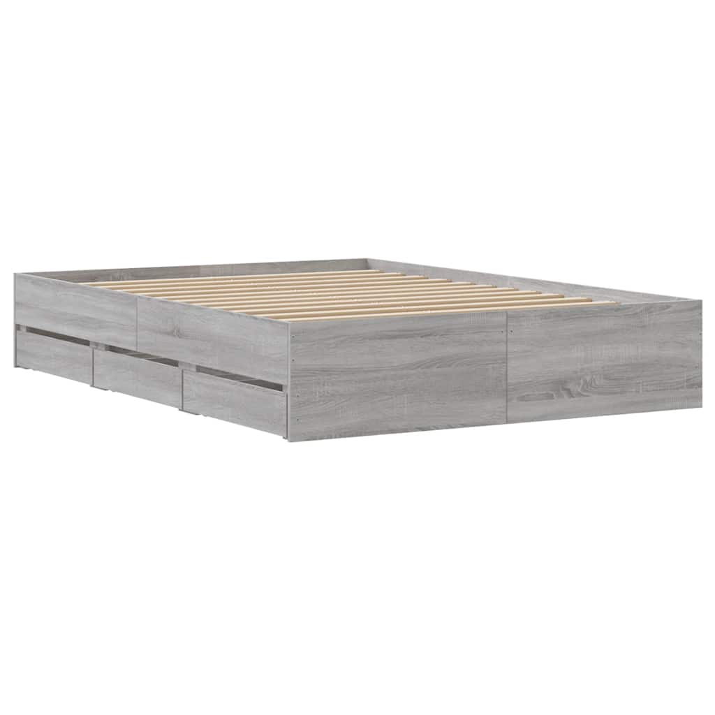 Cadre de lit avec tiroirs sans matelas sonoma gris 135x190 cm - XIOS