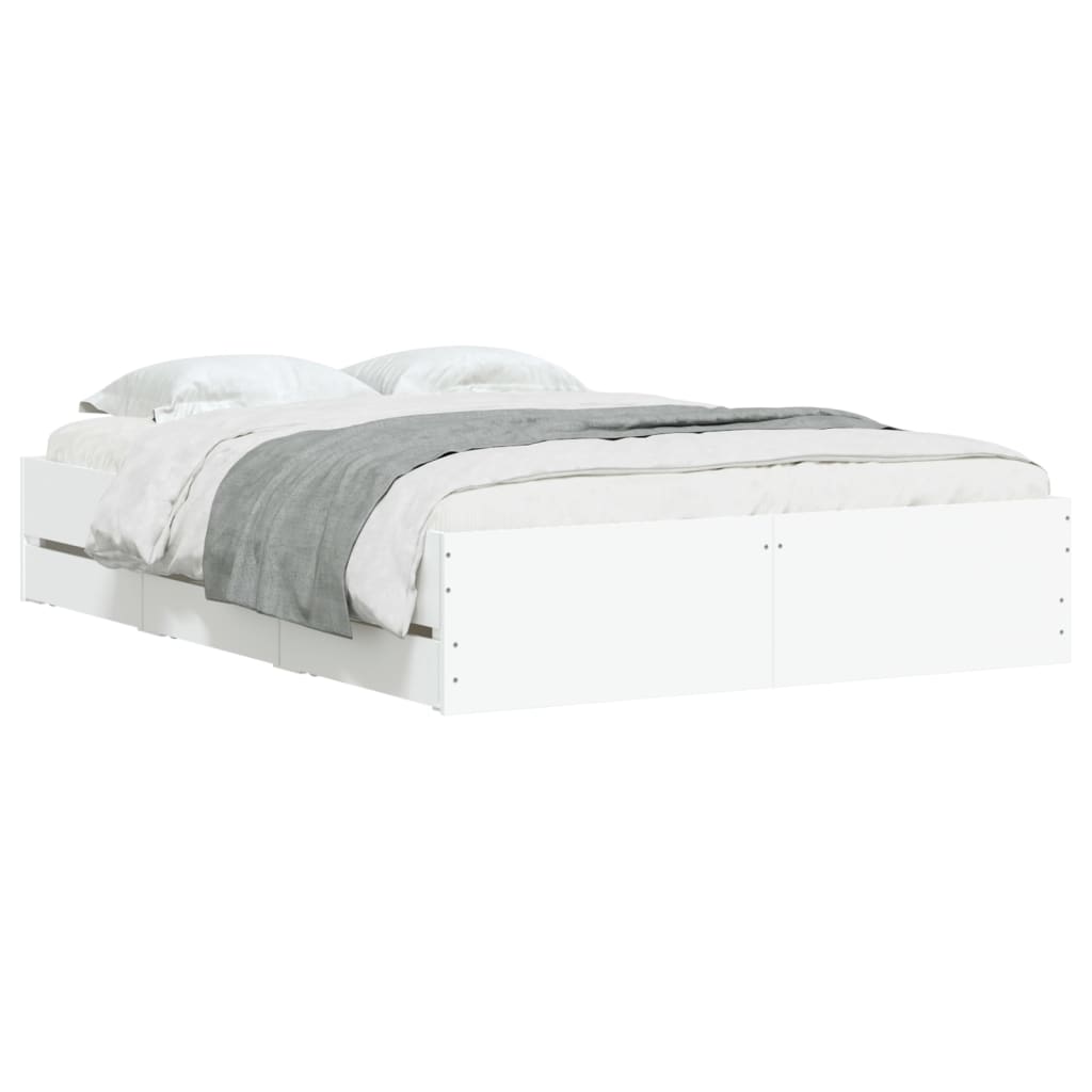 Cadre de lit avec tiroirs sans matelas blanc 120x190 cm - XIOS