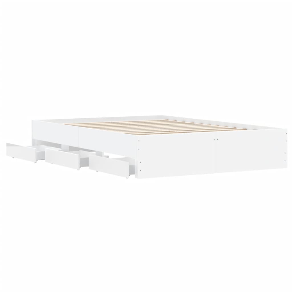 Cadre de lit avec tiroirs sans matelas blanc 120x190 cm - XIOS