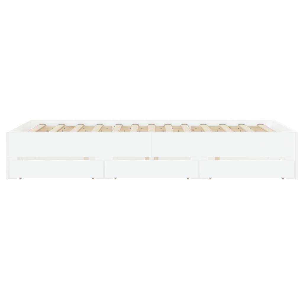 Cadre de lit avec tiroirs sans matelas blanc 120x190 cm - XIOS