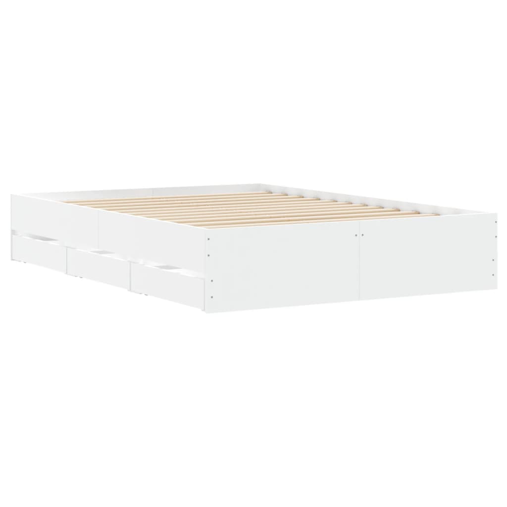 Cadre de lit avec tiroirs sans matelas blanc 120x190 cm - XIOS