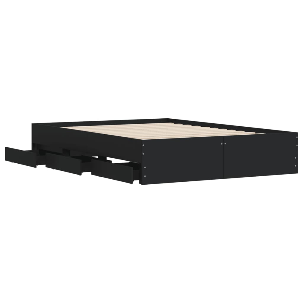 Cadre de lit avec tiroirs sans matelas noir 120x190 cm - XIOS