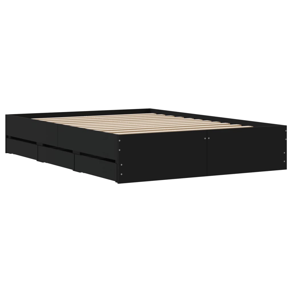 Cadre de lit avec tiroirs sans matelas noir 120x190 cm - XIOS