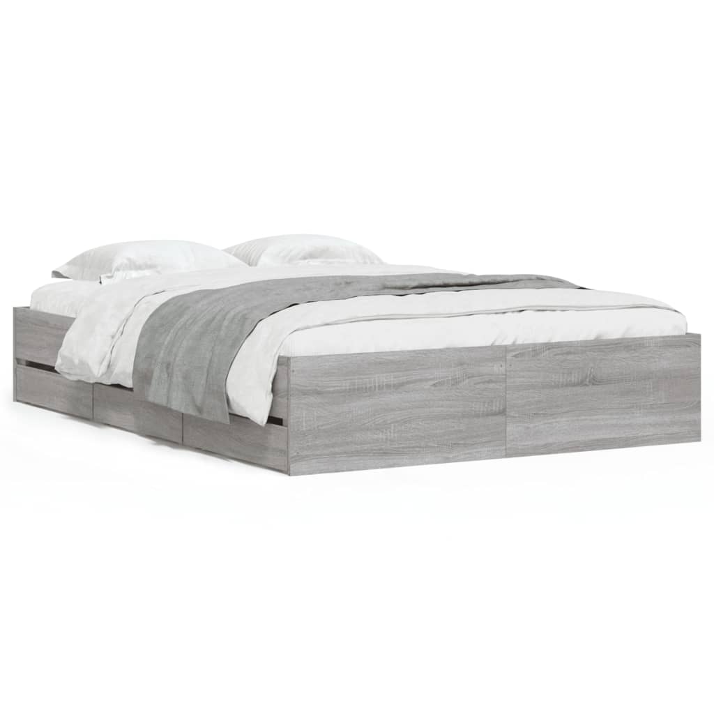 Cadre de lit avec tiroirs sans matelas sonoma gris 120x190 cm - XIOS