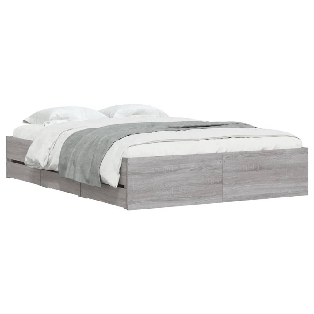 Cadre de lit avec tiroirs sans matelas sonoma gris 120x190 cm - XIOS