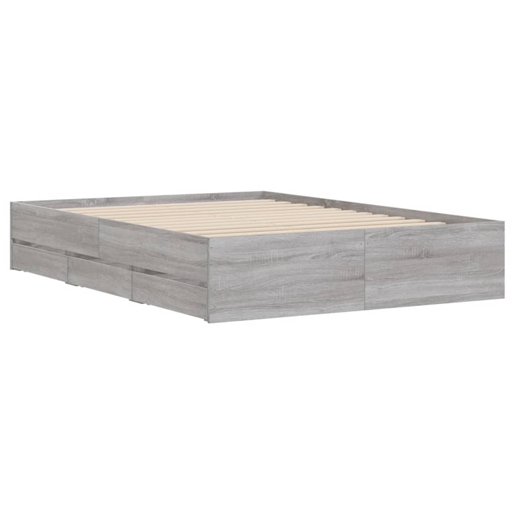 Cadre de lit avec tiroirs sans matelas sonoma gris 120x190 cm - XIOS