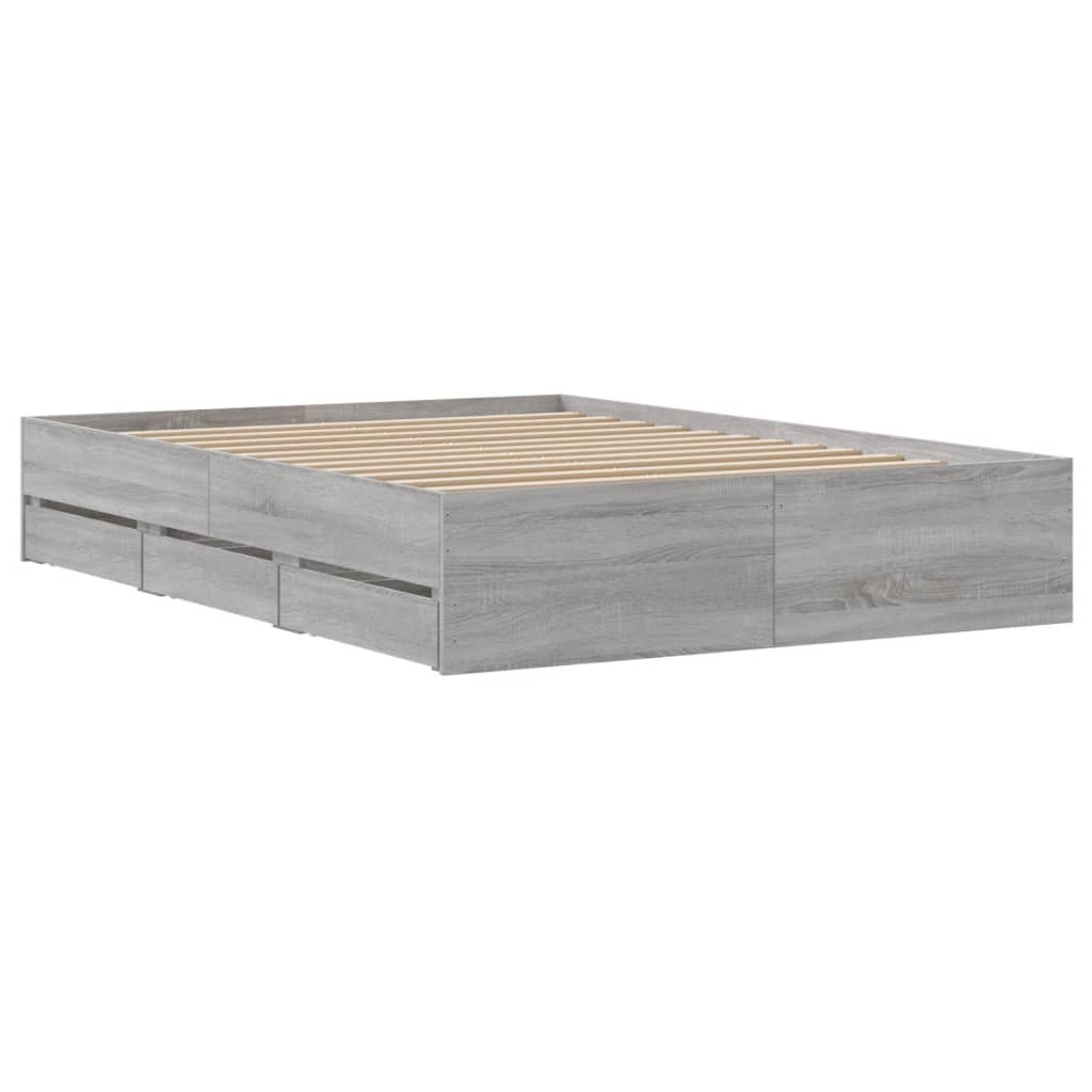 Cadre de lit avec tiroirs sans matelas sonoma gris 120x190 cm - XIOS
