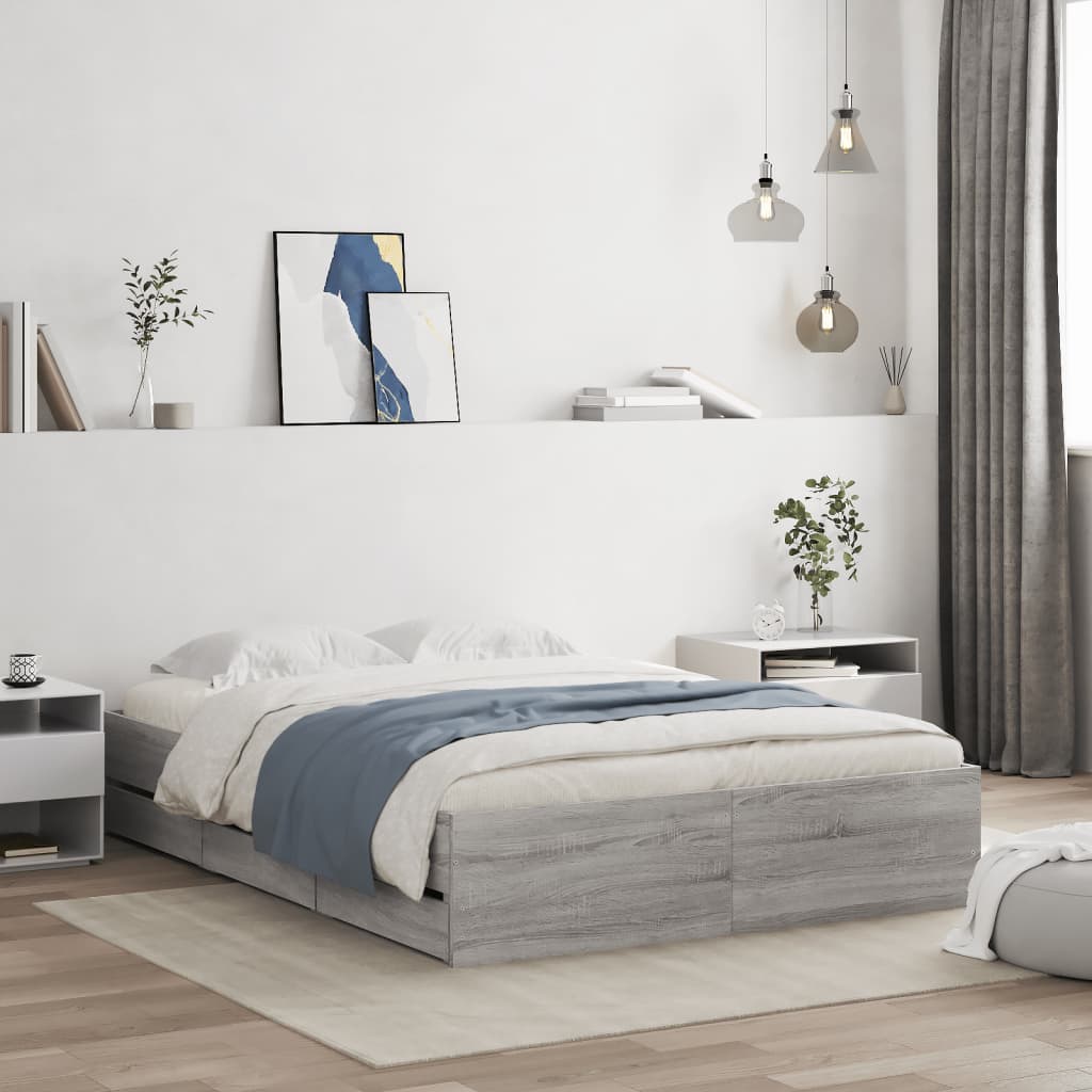 Cadre de lit avec tiroirs sans matelas sonoma gris 120x190 cm - XIOS