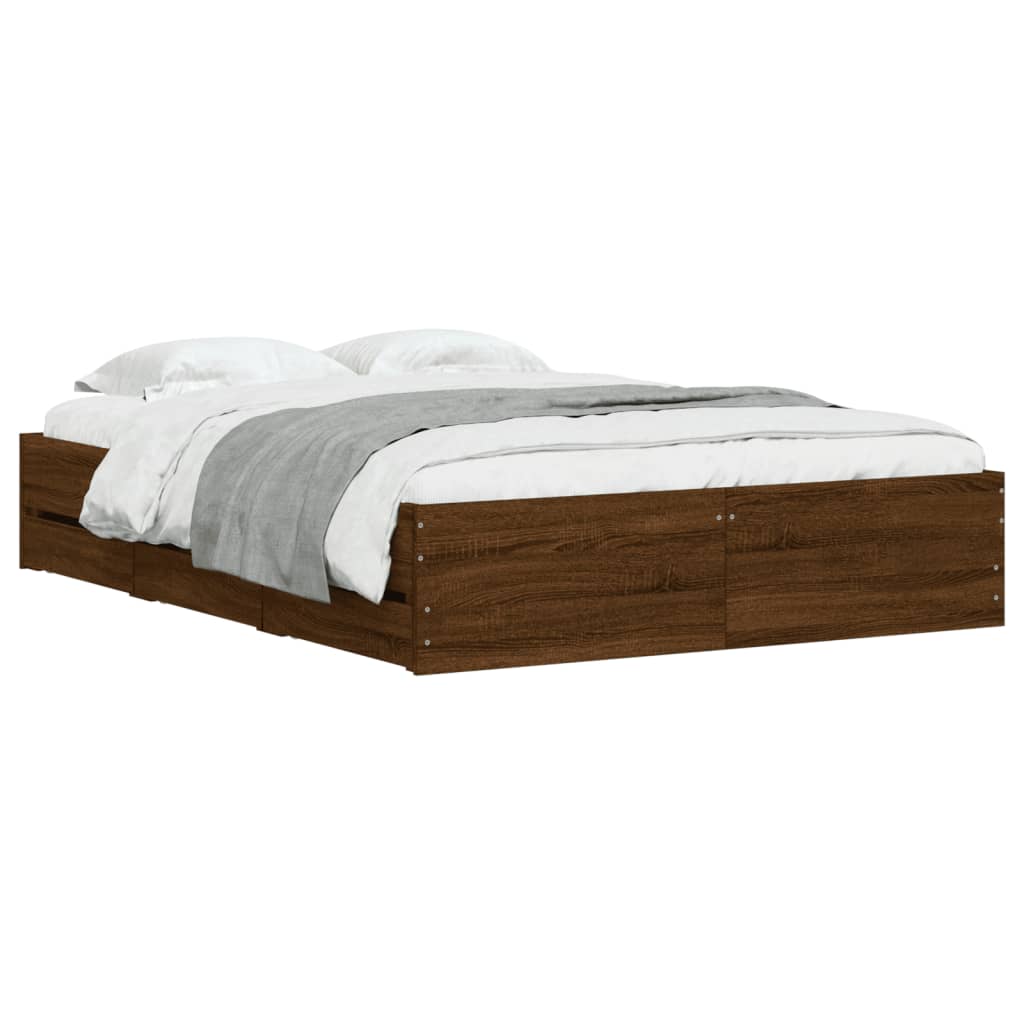 Cadre de lit avec tiroirs sans matelas chêne marron 120x190 cm - XIOS