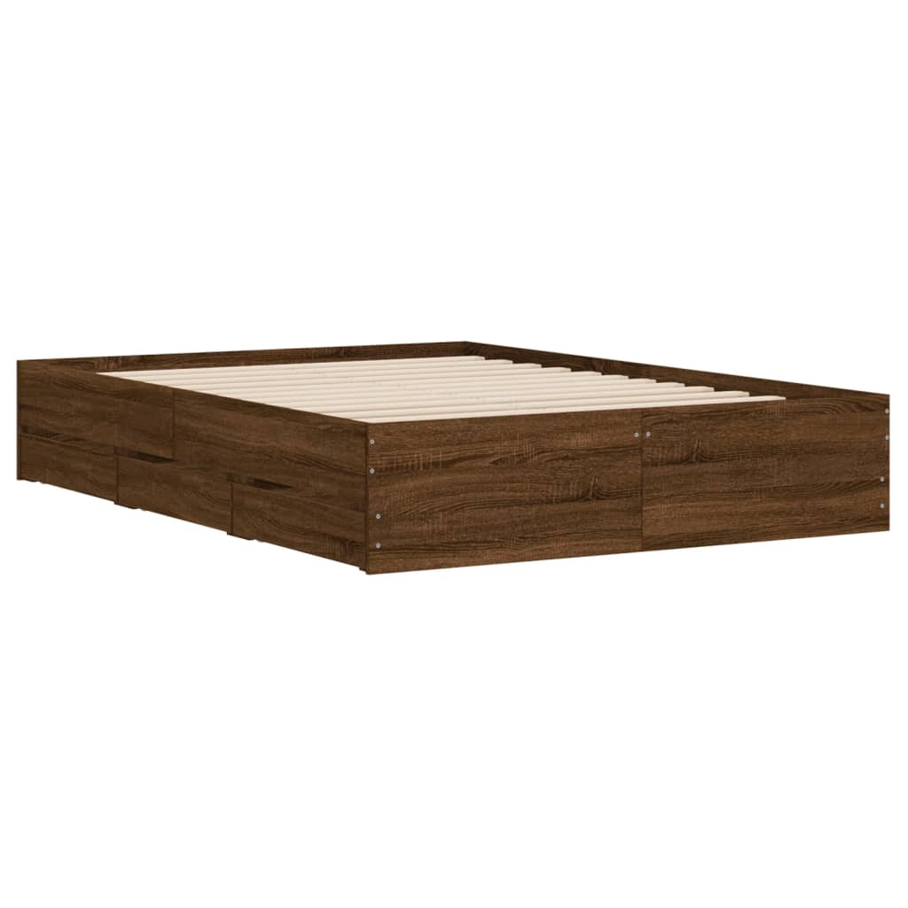 Cadre de lit avec tiroirs sans matelas chêne marron 120x190 cm - XIOS