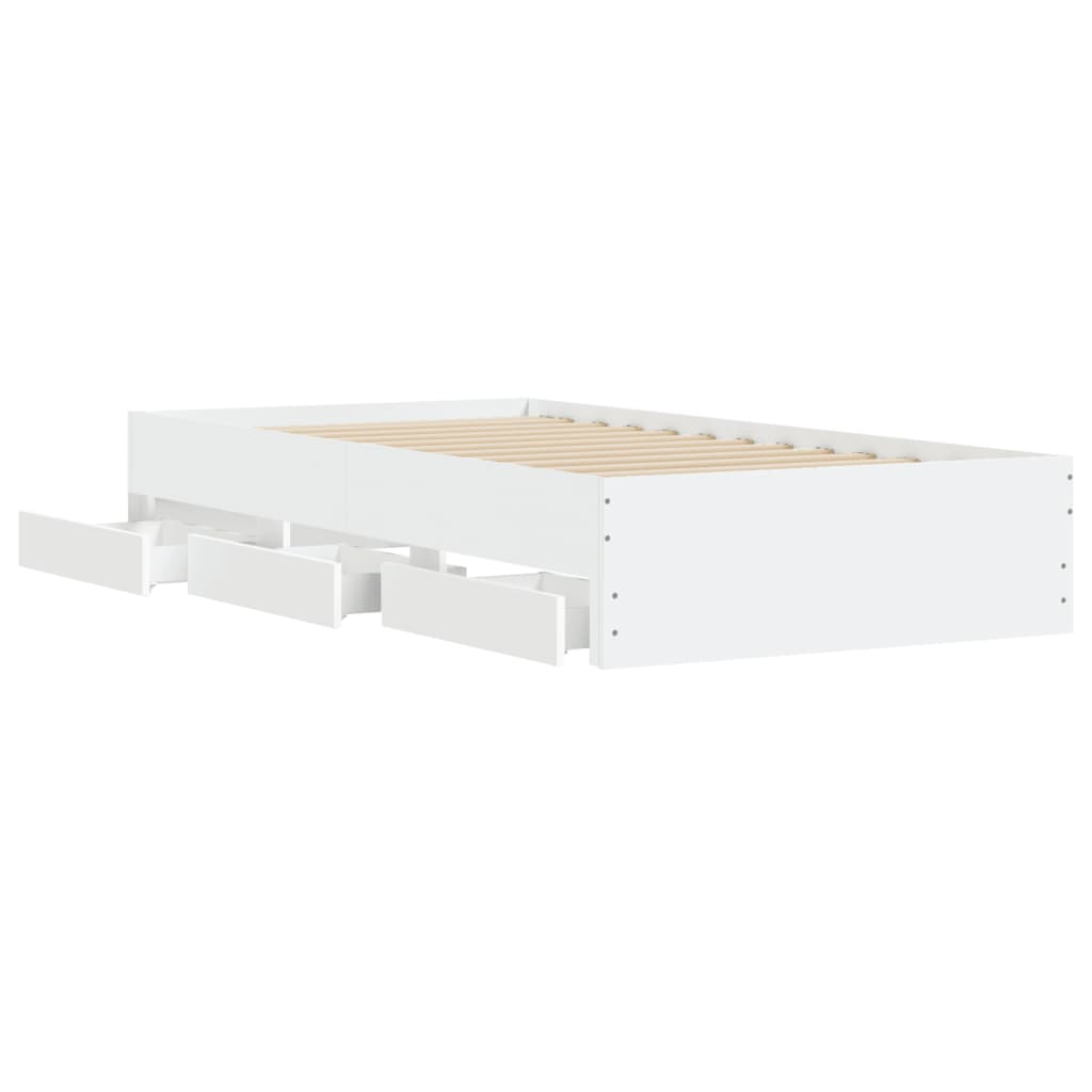 Cadre de lit avec tiroirs sans matelas blanc 90x190 cm - XIOS