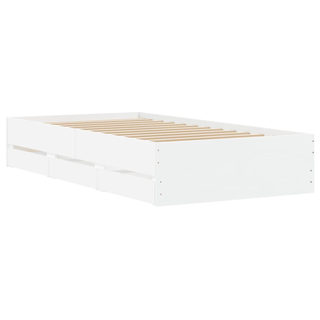 Cadre de lit avec tiroirs sans matelas blanc 90x190 cm - XIOS