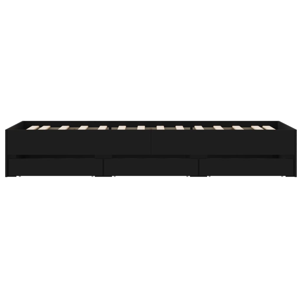 Cadre de lit avec tiroirs sans matelas noir 90x190 cm - XIOS