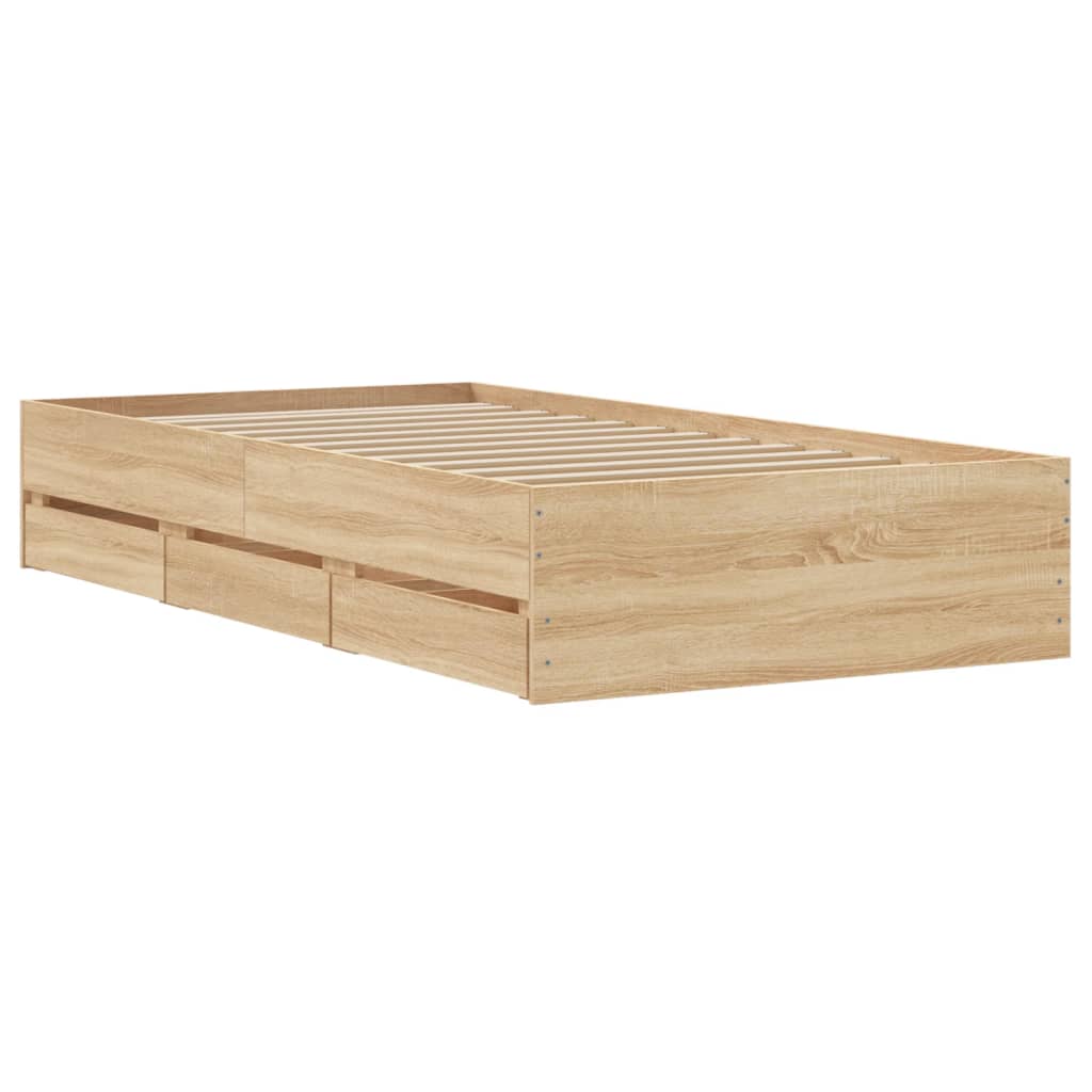 Cadre de lit avec tiroirs sans matelas chêne sonoma 90x190 cm - XIOS
