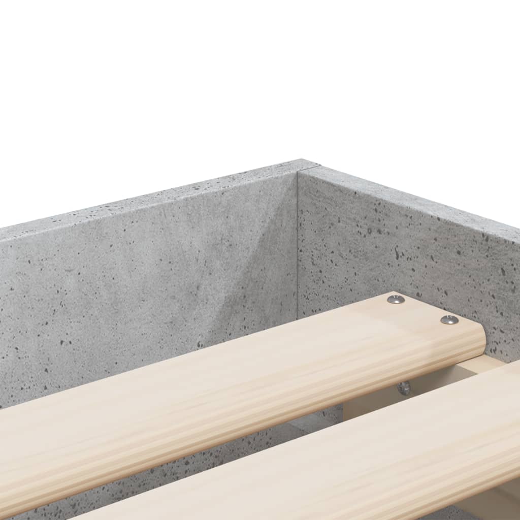 Cadre de lit avec tiroirs sans matelas gris béton 90x190 cm - XIOS