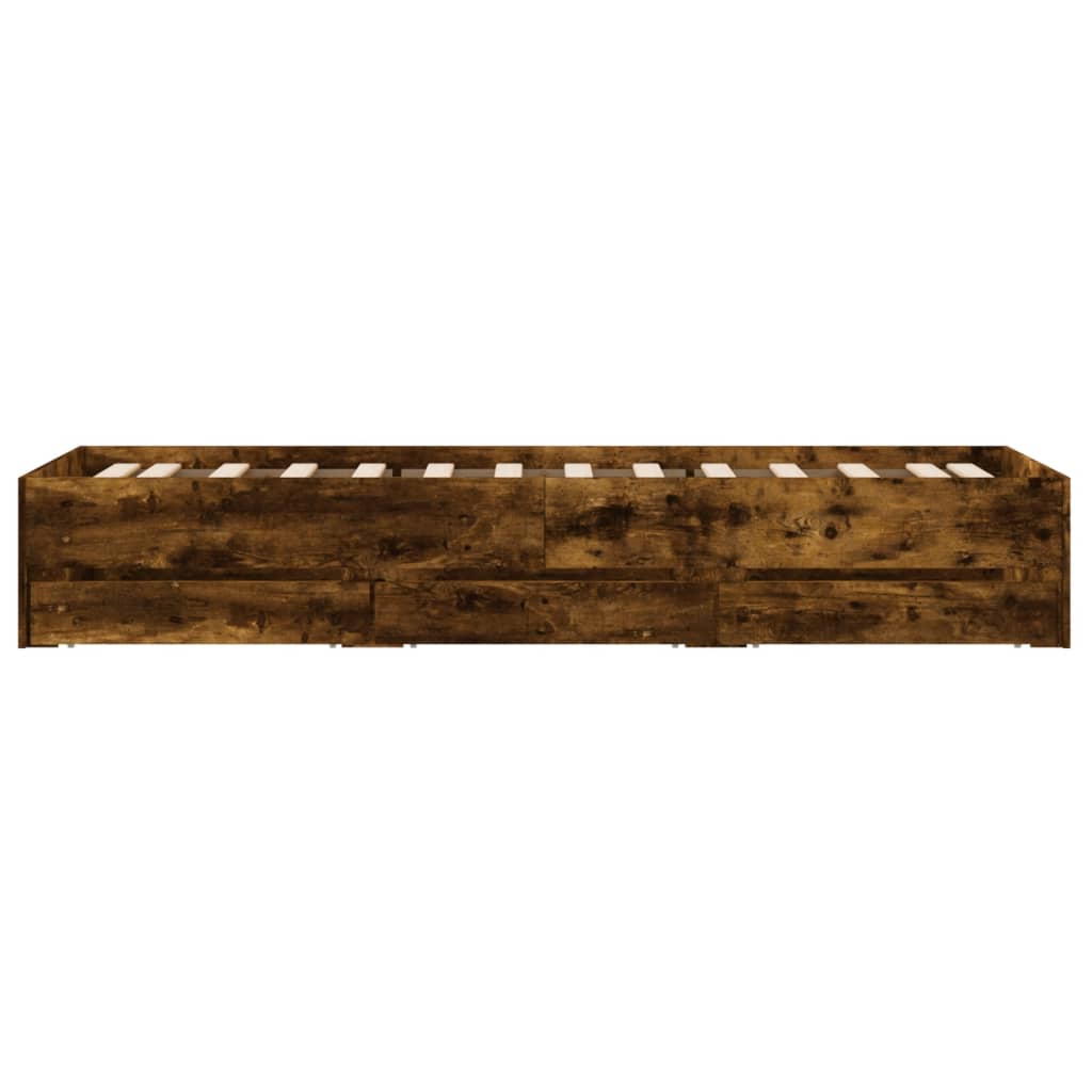 Cadre de lit avec tiroirs sans matelas chêne fumé 90x190 cm - XIOS