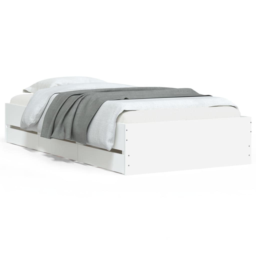Cadre de lit avec tiroirs sans matelas blanc 75x190 cm - XIOS