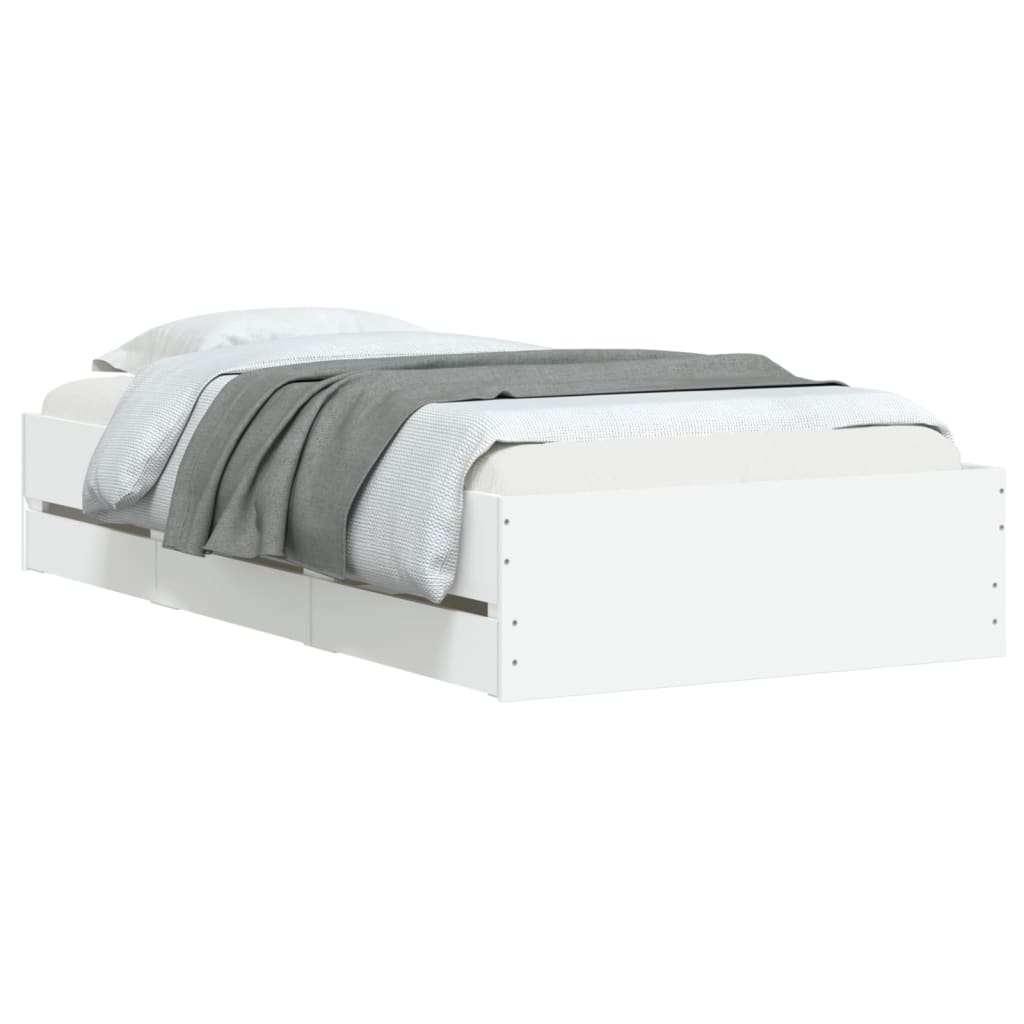 Cadre de lit avec tiroirs sans matelas blanc 75x190 cm - XIOS