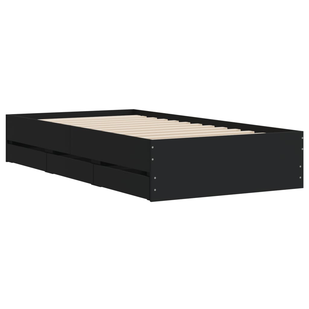 Cadre de lit avec tiroirs sans matelas noir 75x190 cm - XIOS