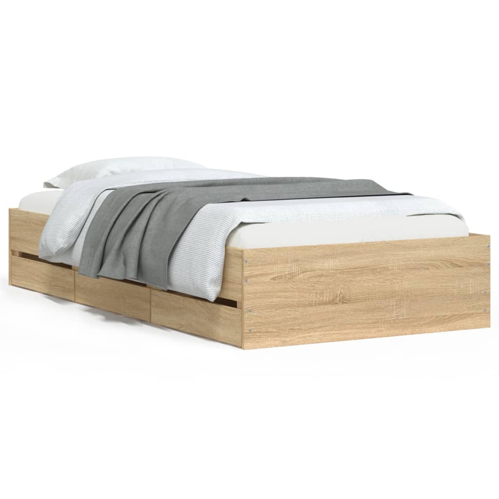 Cadre de lit avec tiroirs sans matelas chêne sonoma 75x190 cm - XIOS
