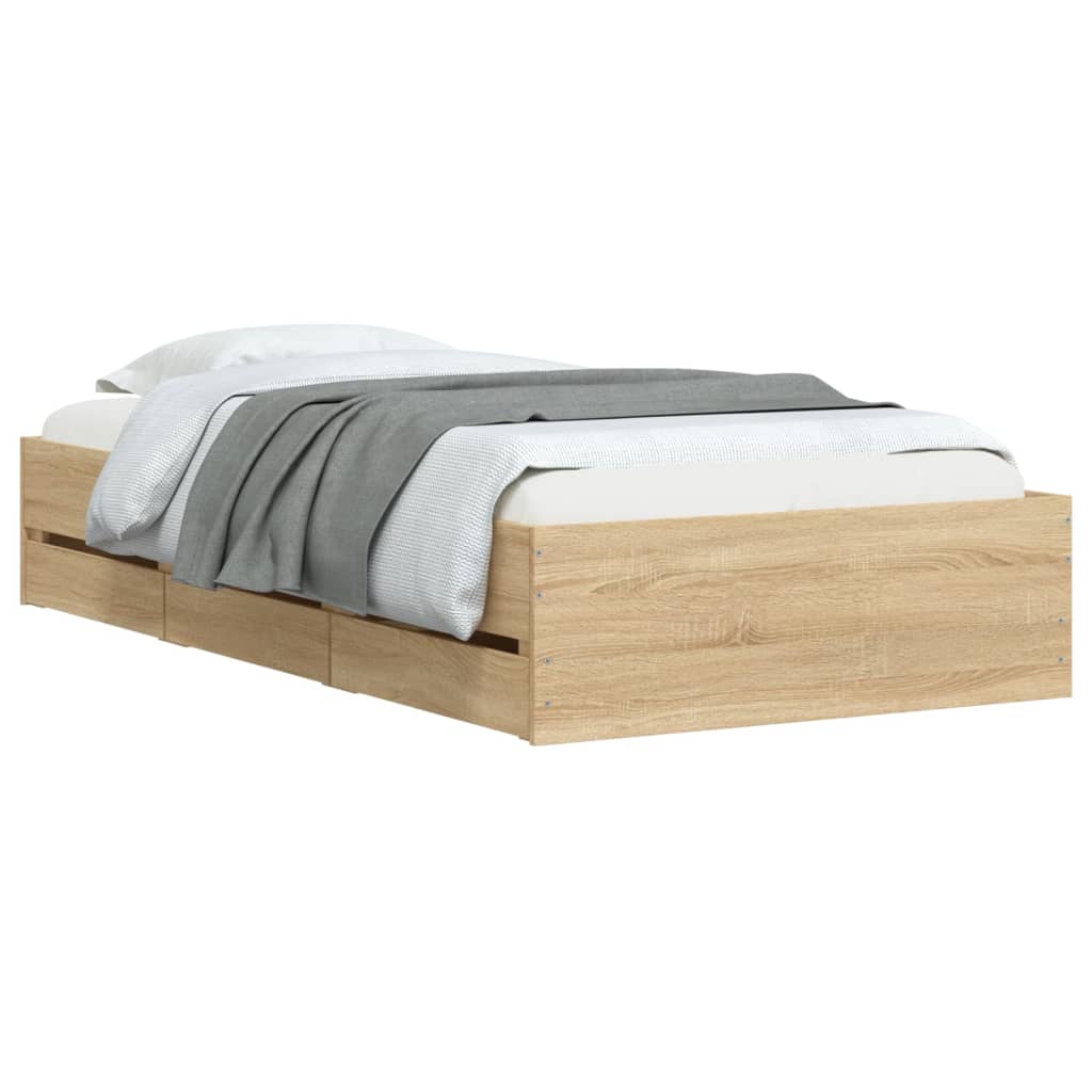 Cadre de lit avec tiroirs sans matelas chêne sonoma 75x190 cm - XIOS