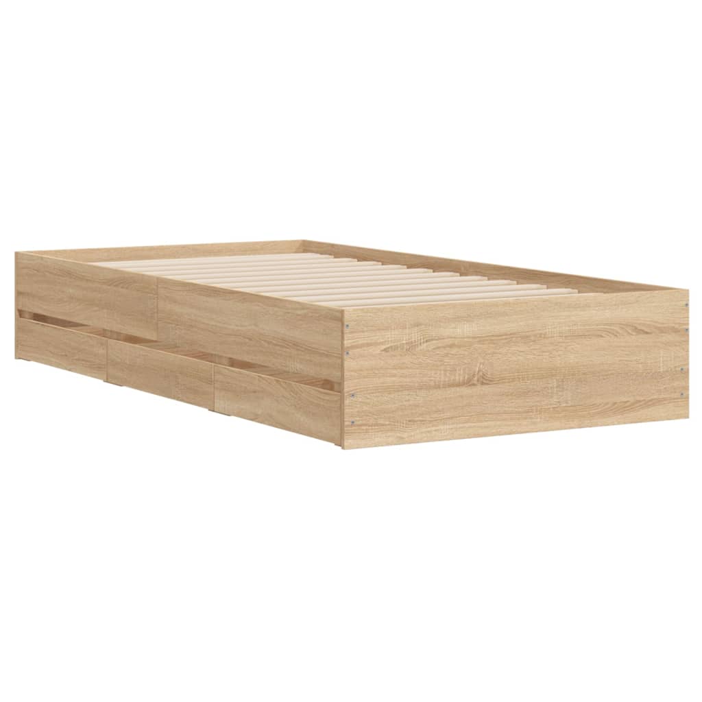 Cadre de lit avec tiroirs sans matelas chêne sonoma 75x190 cm - XIOS
