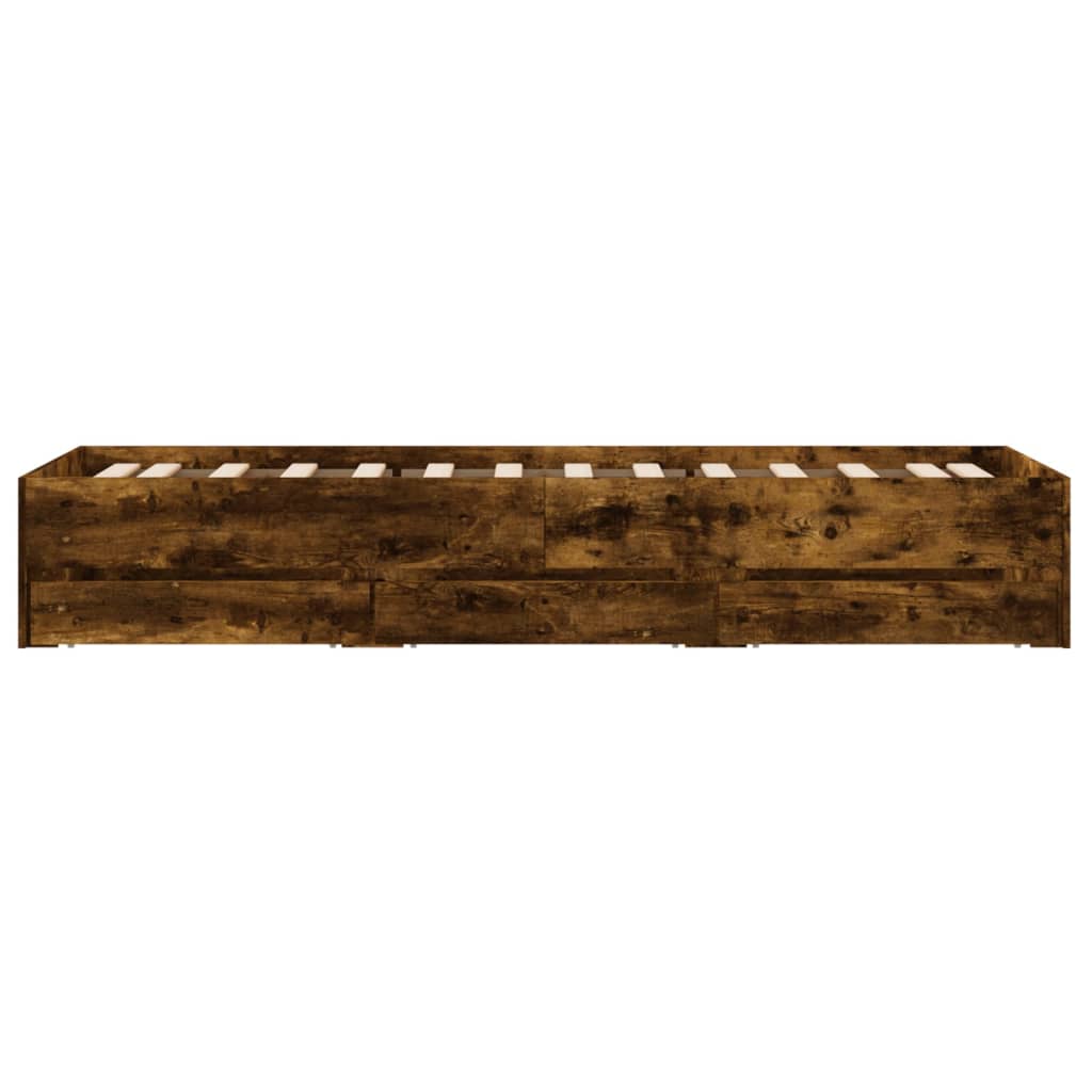 Cadre de lit avec tiroirs sans matelas chêne fumé 75x190 cm - XIOS