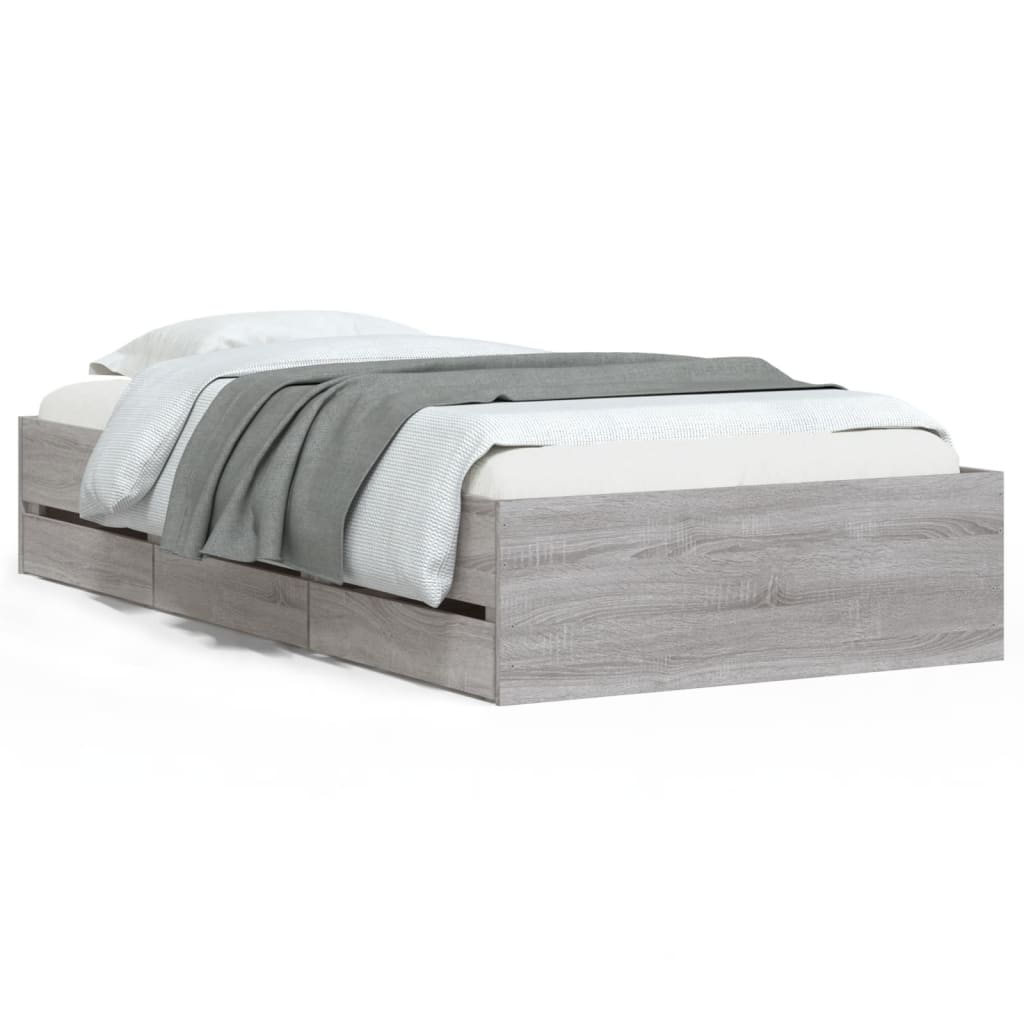 Cadre de lit avec tiroirs sans matelas sonoma gris 75x190 cm - XIOS