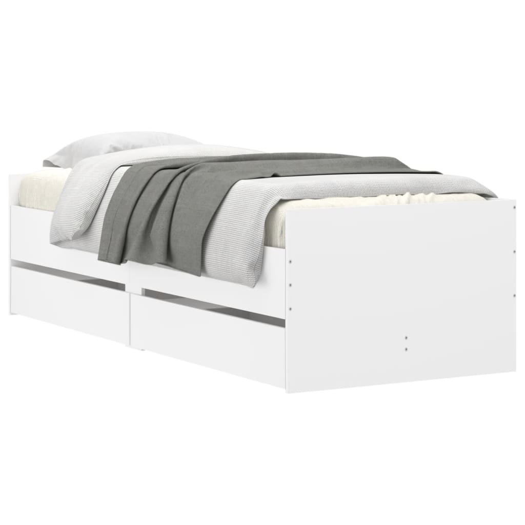 Cadre de lit avec tiroirs sans matelas blanc 100x200 cm - XIOS