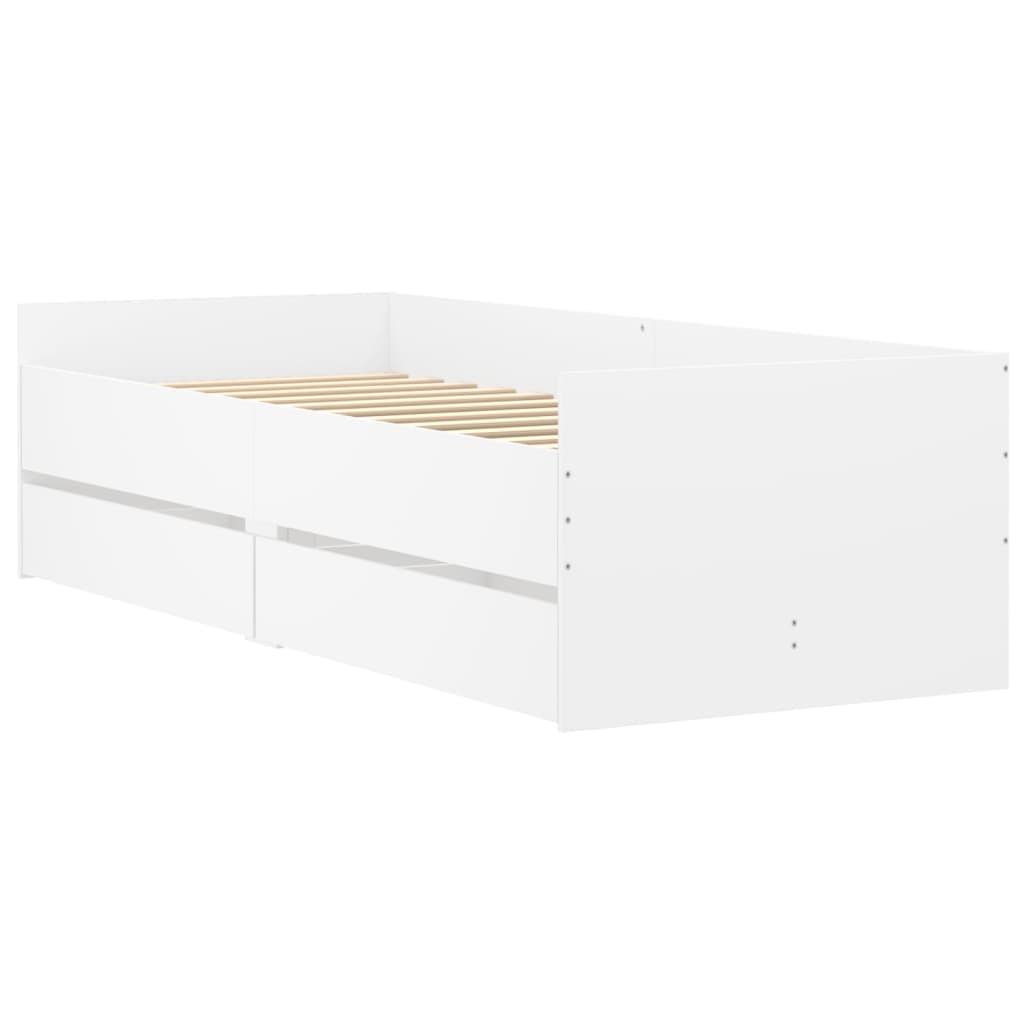 Cadre de lit avec tiroirs sans matelas blanc 100x200 cm - XIOS