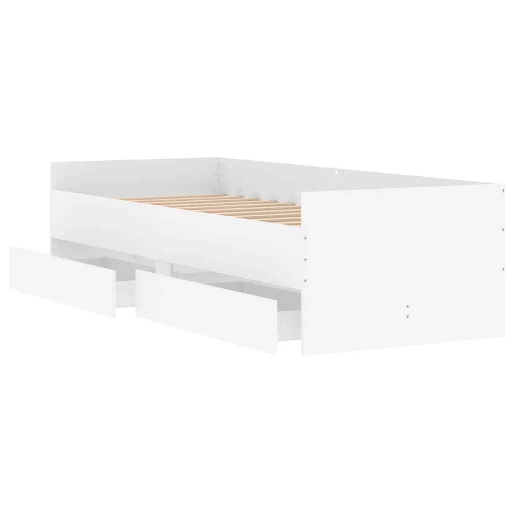 Cadre de lit avec tiroirs sans matelas blanc 100x200 cm - XIOS