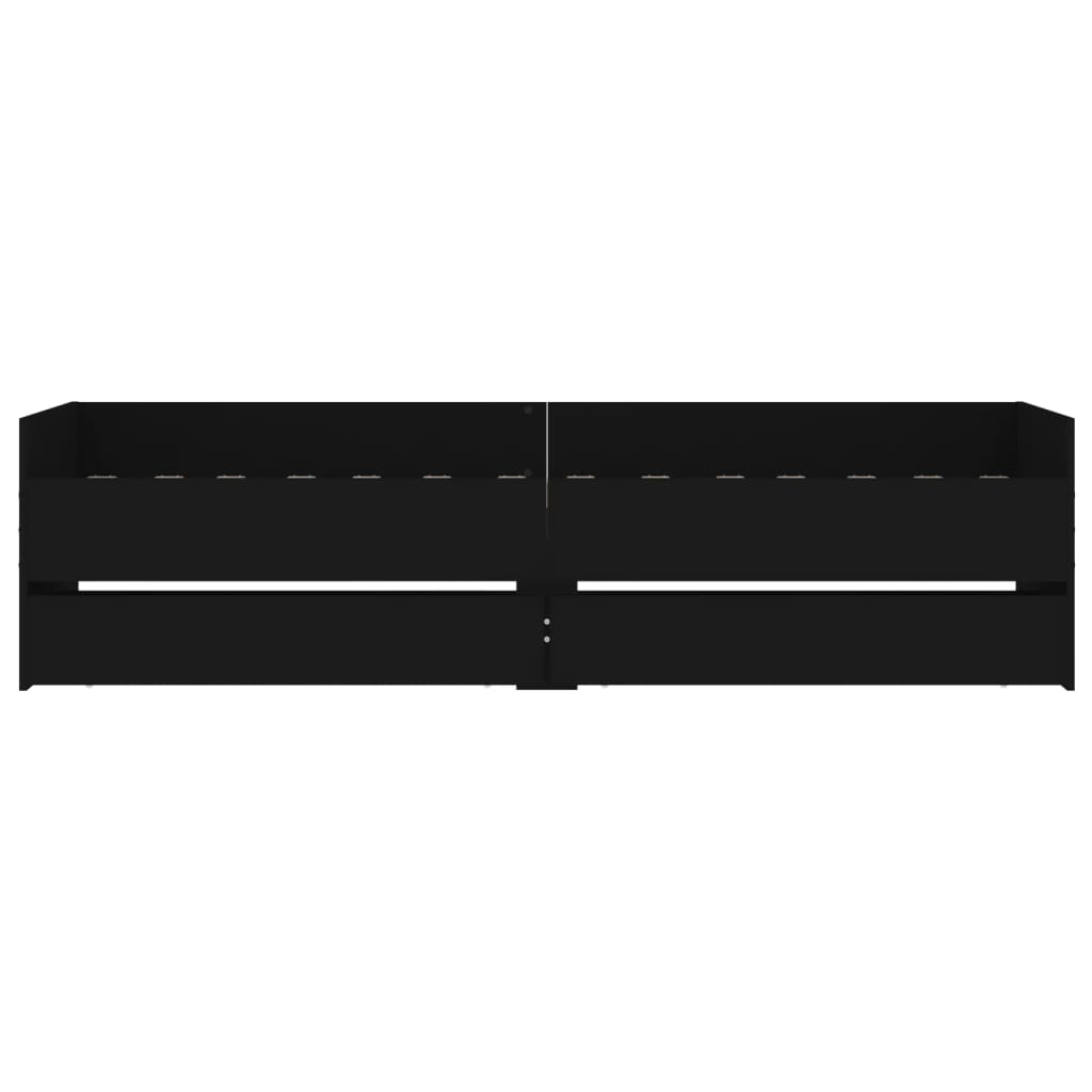 Cadre de lit avec tiroirs sans matelas noir 100x200 cm - XIOS