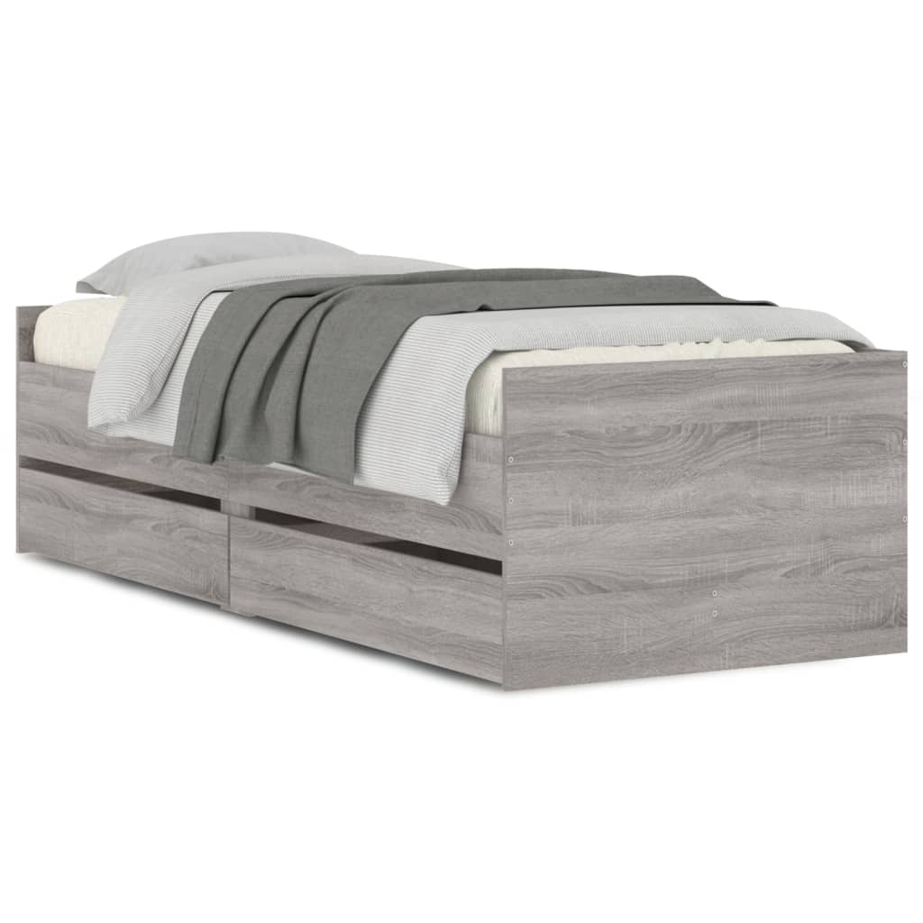 Cadre de lit avec tiroirs sans matelas sonoma gris 100x200 cm - XIOS