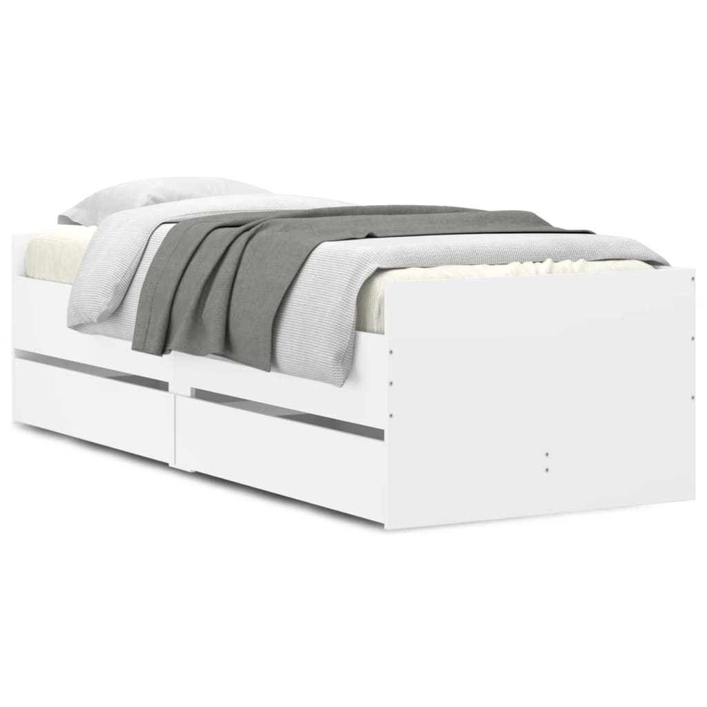 Cadre de lit avec tiroirs sans matelas blanc 90x200 cm - XIOS
