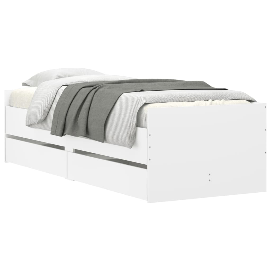 Cadre de lit avec tiroirs sans matelas blanc 90x200 cm - XIOS