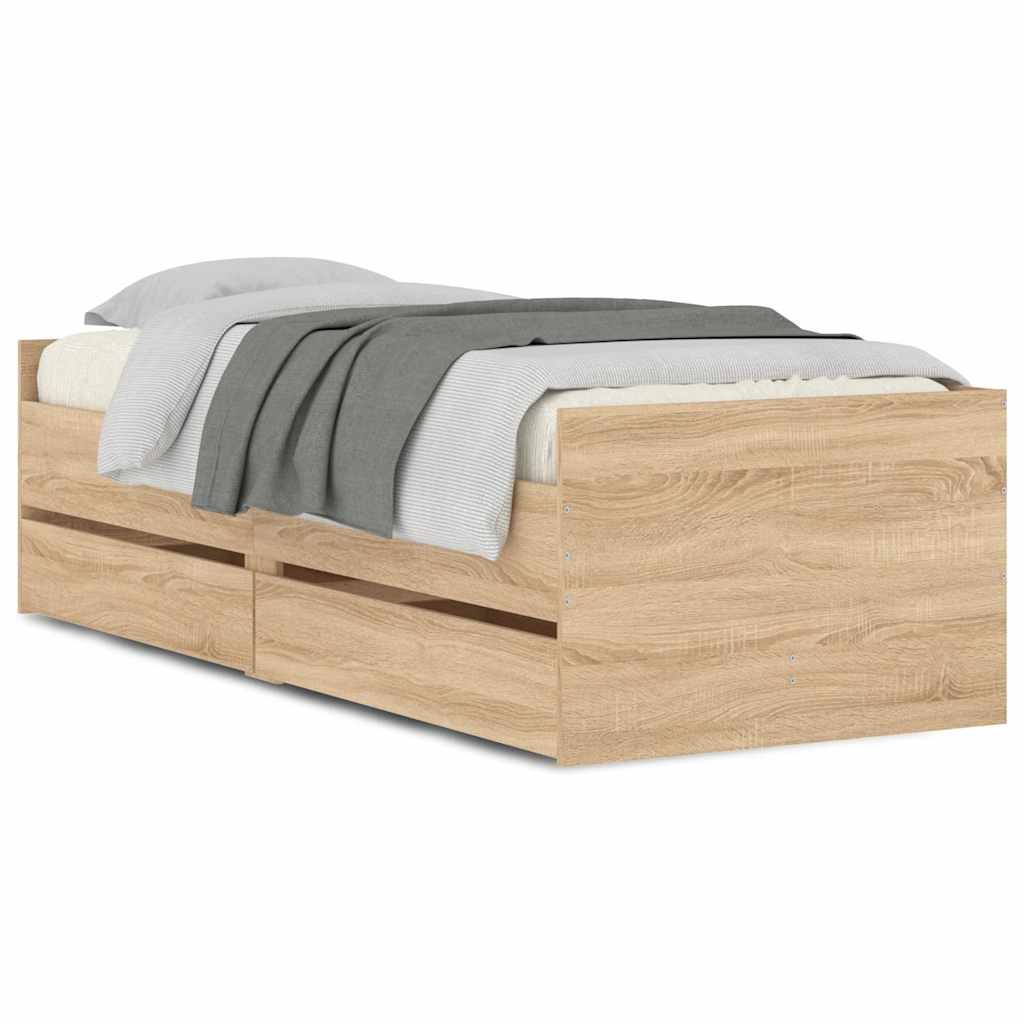Cadre de lit avec tiroirs sans matelas chêne sonoma 90x200 cm - XIOS