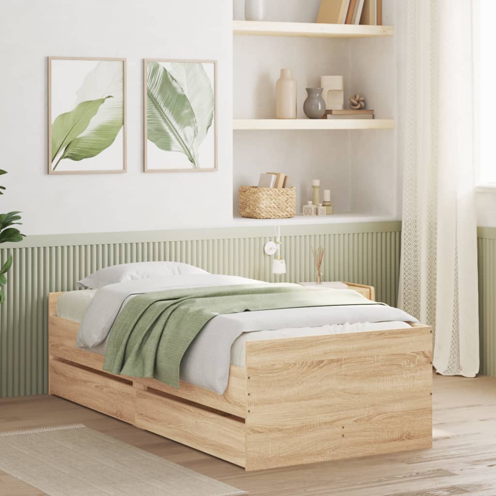 Cadre de lit avec tiroirs sans matelas chêne sonoma 90x200 cm - XIOS