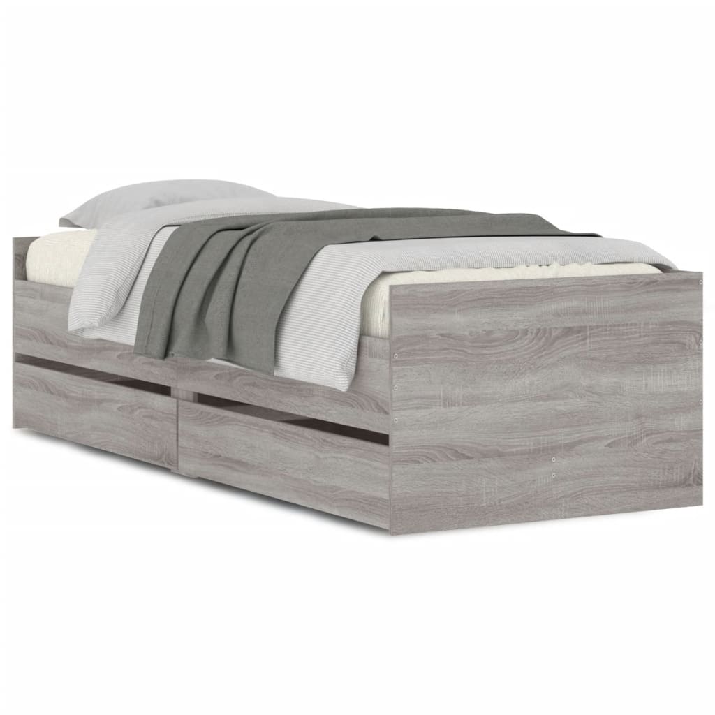 Cadre de lit avec tiroirs sans matelas sonoma gris 90x200 cm - XIOS
