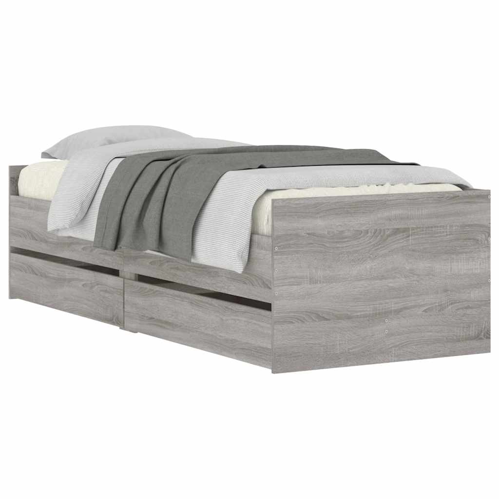 Cadre de lit avec tiroirs sans matelas sonoma gris 90x200 cm - XIOS