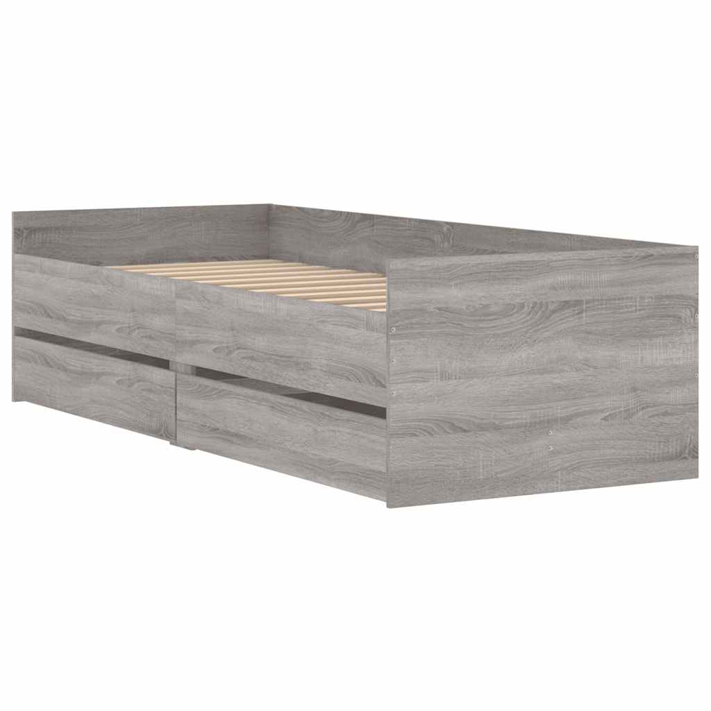 Cadre de lit avec tiroirs sans matelas sonoma gris 90x200 cm - XIOS