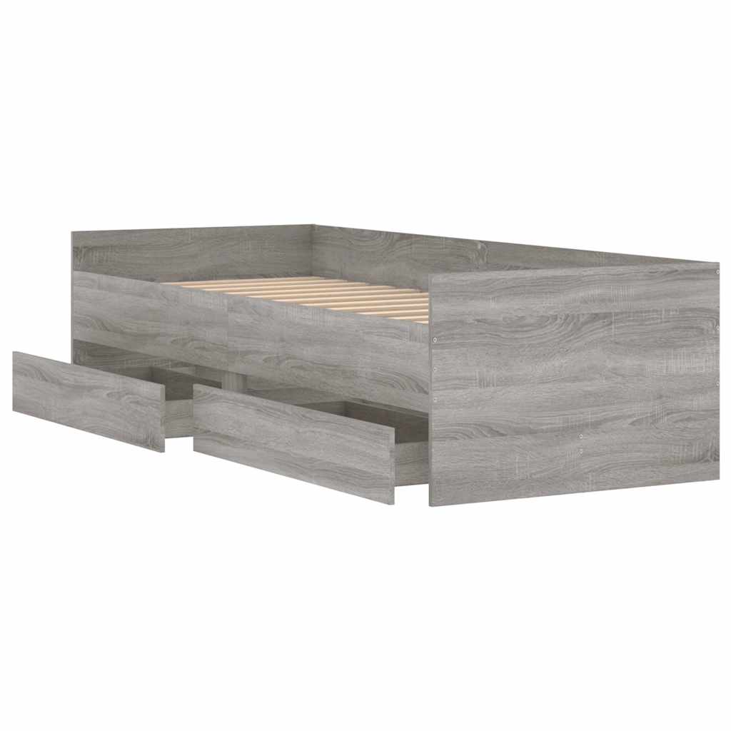 Cadre de lit avec tiroirs sans matelas sonoma gris 90x200 cm - XIOS