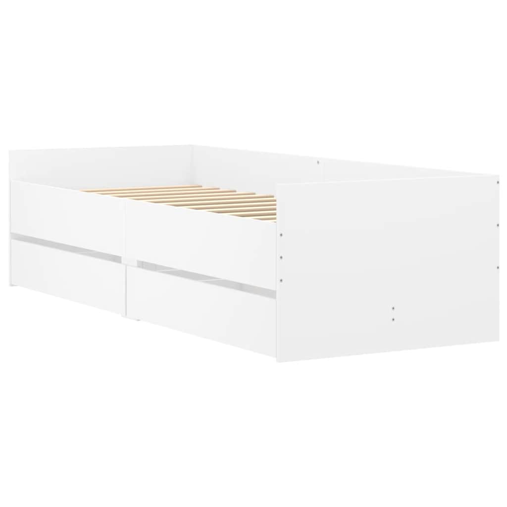 Cadre de lit avec tiroirs sans matelas blanc 90x190 cm