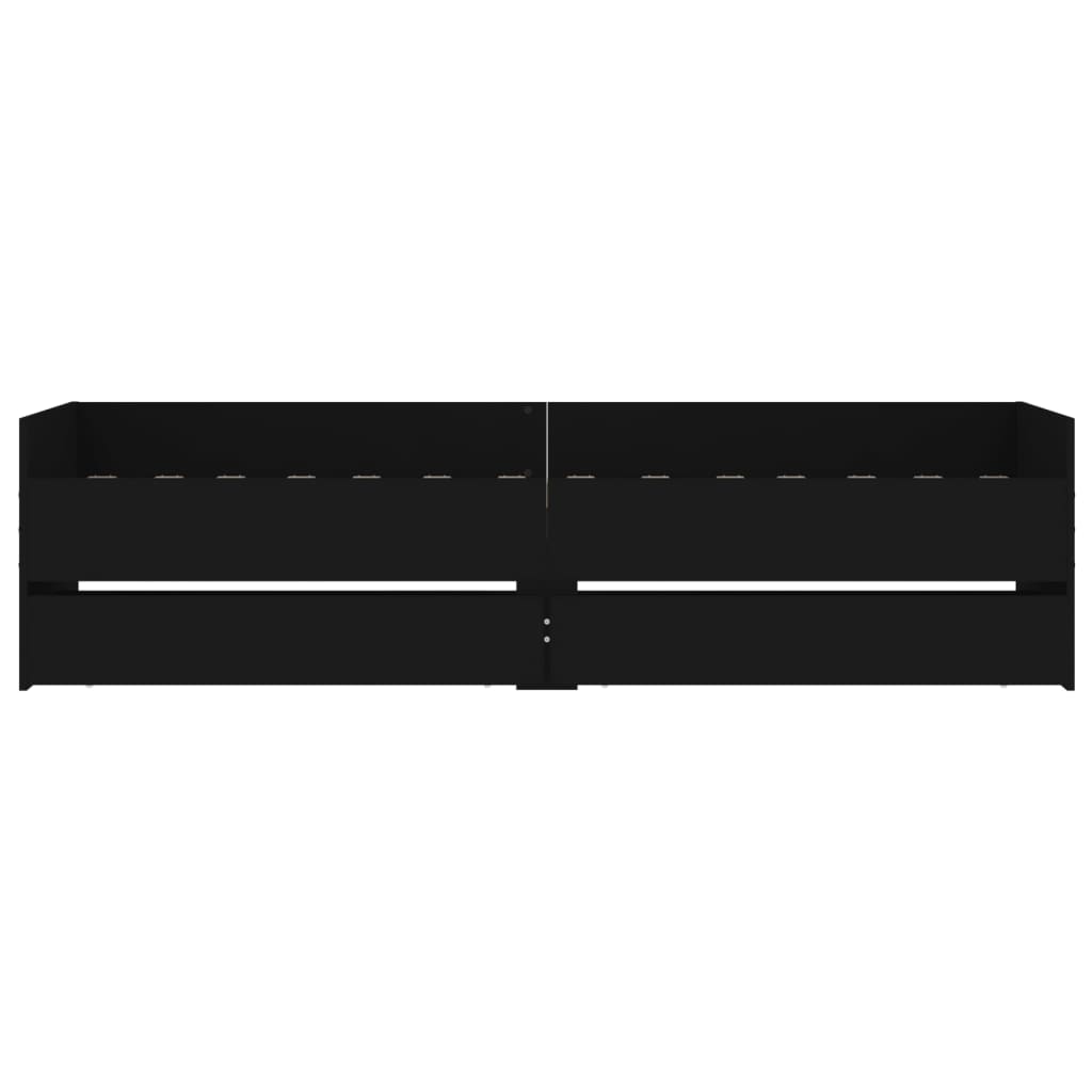 Cadre de lit avec tiroirs sans matelas noir 90x190 cm - XIOS