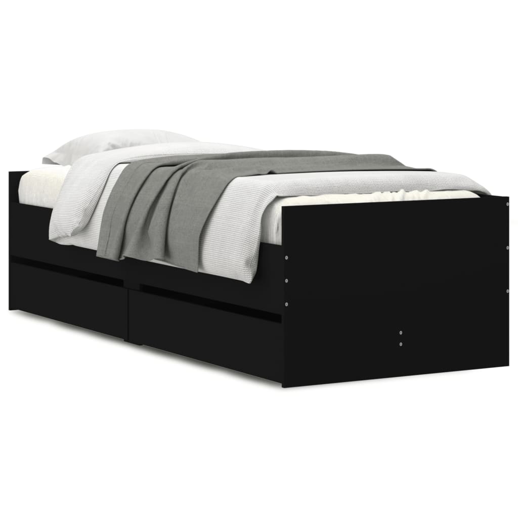 Cadre de lit sans matelas noir 75x190 cm - XIOS